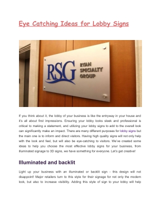 Eye Catching Ideas for Lobby Signs in orlando