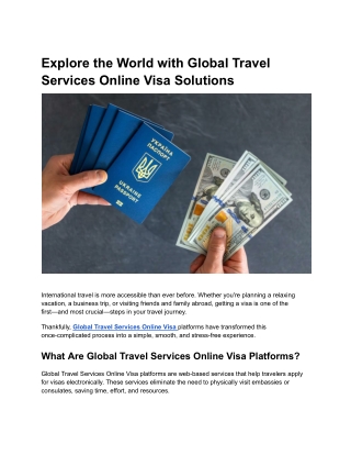 Explore the World with Global Travel Services Online Visa Solutions