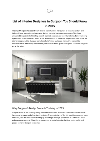 Top Interior Designers in Gurgaon to Know in 2025