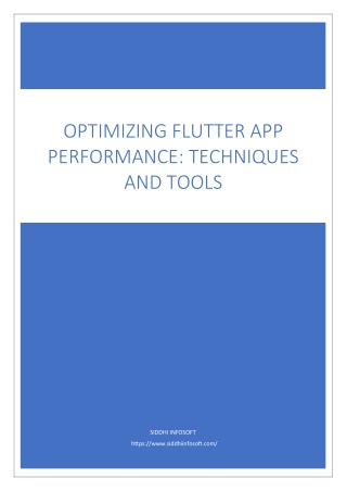 OPTIMIZING FLUTTER APP PERFORMANCE TECHNIQUES AND TOOLS