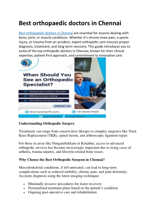 Best orthopaedic doctors in Chenna1