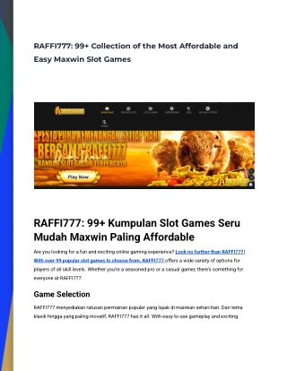 RAFFI777_ 99  Collection of the Most Affordable and Easy Maxwin Slot Games (2)