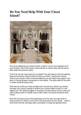 Do You Need Help With Your Closet Island?