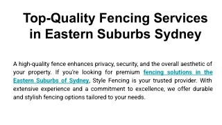 Top-Quality Fencing Services in Eastern Suburbs Sydney