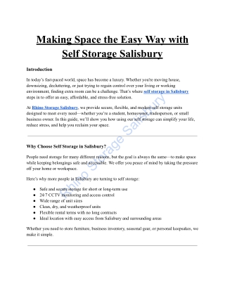 Making Space the Easy Way with Self Storage Salisbury