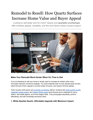 Remodel to Resell: How Quartz Surfaces Increase Home Value and Buyer Appeal