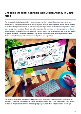 Choosing the Right Cannabis Web Design Agency in Costa Mesa