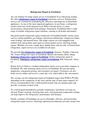 Refrigerators Repair in Faridabad