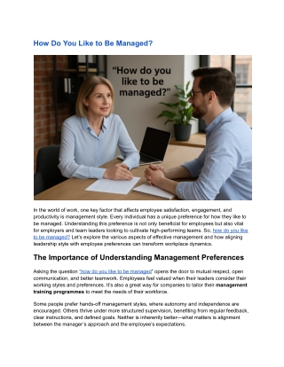 How Do You Like to Be Managed - Rostrup