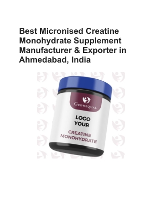 Best Micronised Creatine Mohydrate Supplement Manufacturer & Exporter