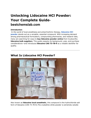 Lidocaine hcl powder - bestchemslab.com