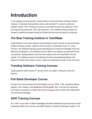 CREDO SYSTEMZ-Top rated IT training Institute