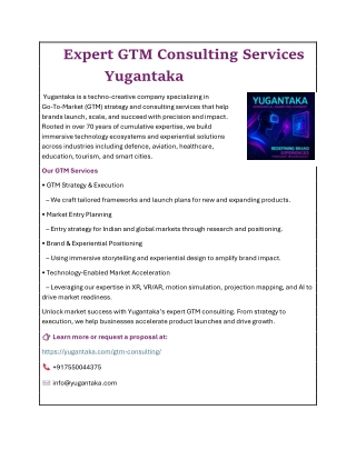 Expert GTM Consulting Services  Yugantaka
