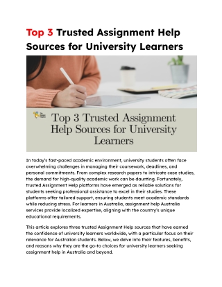 Top 3 Trusted Assignment Help Sources for University Learners