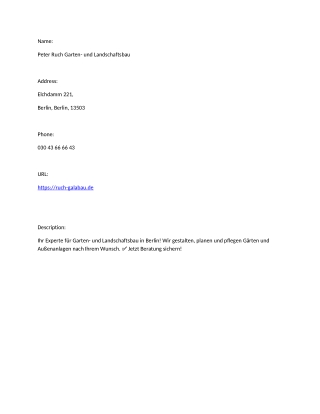 Peter Ruch Garten- und Landschaftsbau