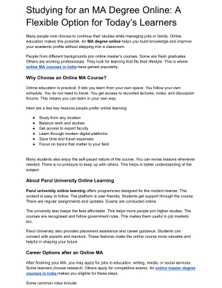 Studying for an MA Degree Online A Flexible Option for Today’s Learners