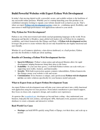 Build Powerful Websites with Expert Python Web Development