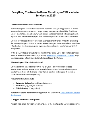 Everything You Need to Know About Layer-2 Blockchain Services in 2025