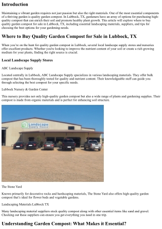 Where to Buy Quality Garden Compost for Sale in Lubbock, TX