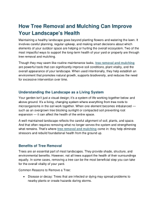 How Tree Removal and Mulching Can Improve Your Landscape's Health