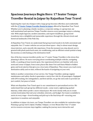 Spacious Journeys Begin Here_ 17 Seater Tempo Traveller Rental in Jaipur by Rajasthan Tour Travel
