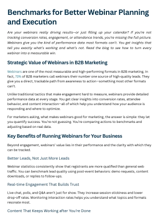 Benchmarks for Better Webinar Planning and Execution