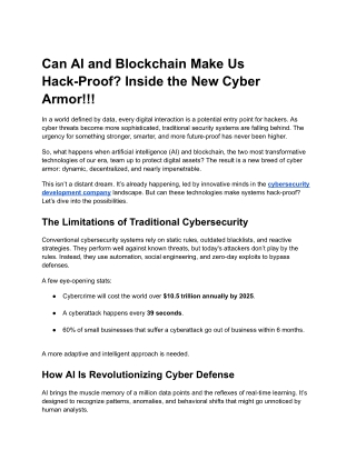 Can AI and Blockchain Make Us Hack-Proof Inside the New Cyber Armor!!!