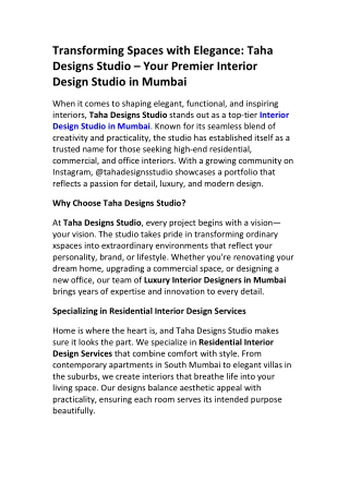 Commercial Interior Design Mumbai – Taha Designs Studio