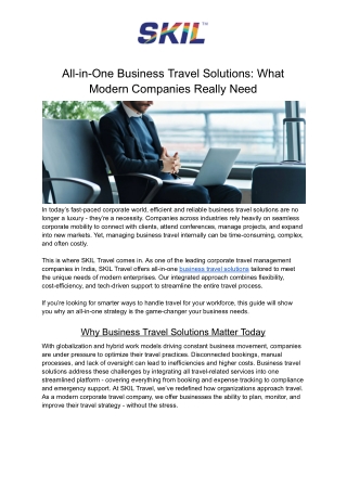 Business Travel Solutions for Modern Corporate Needs