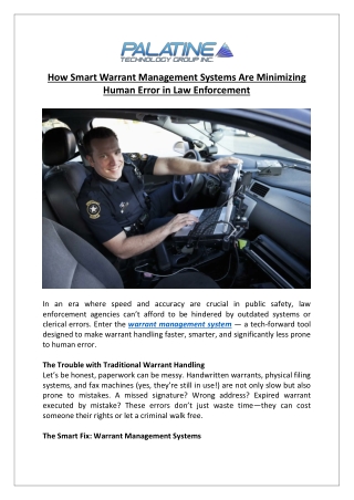 How Smart Warrant Management Systems Are Minimizing Human Error in Law Enforcement