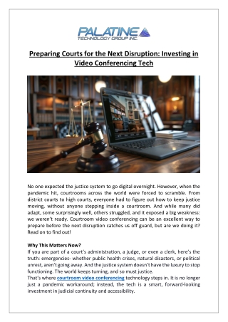 Preparing Courts for the Next Disruption Investing in Video Conferencing Tech