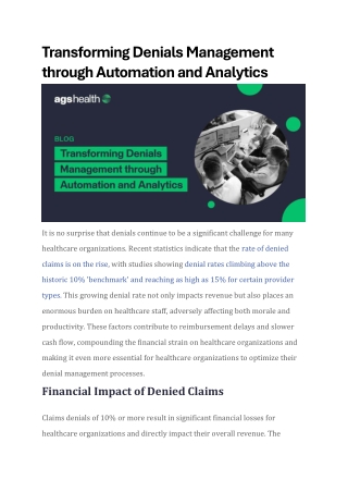 Transforming Denials Management through Automation and Analytics
