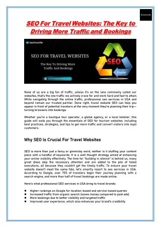 SEO For Travel Websites The Key to Driving More Traffic and Bookings