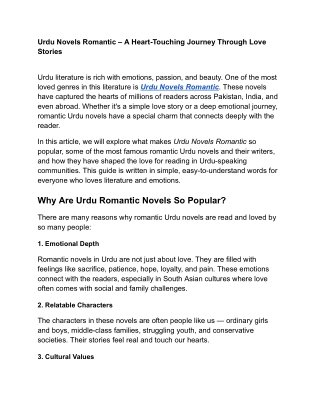 Urdu Novels Romantic