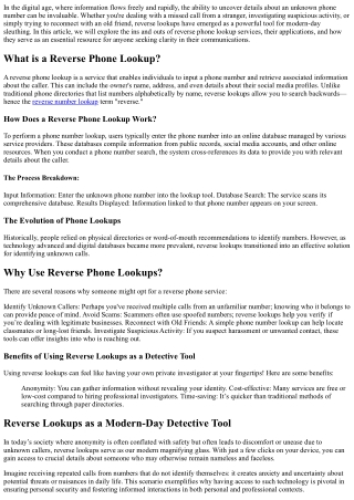 Reverse Lookups as a Modern-Day Detective Tool