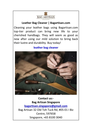 Leather Bag Cleaner Bagartisan.com
