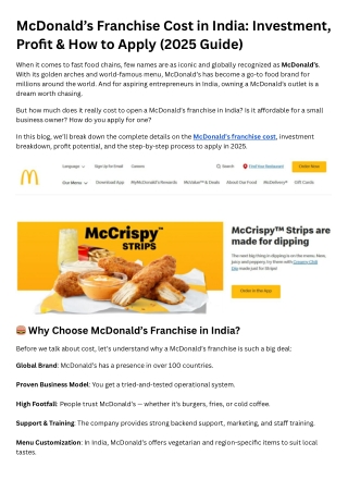 McDonald’s Franchise Cost
