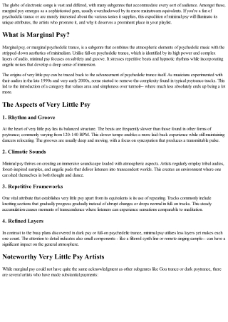 Marginal Psy: An Innovative Subgenre You Need to Discover