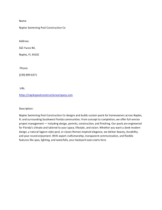 Naples Swimming Pool Construction Co