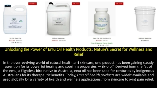 Unlocking the Power of Emu Oil Health Products: Nature’s Secret for Wellness and