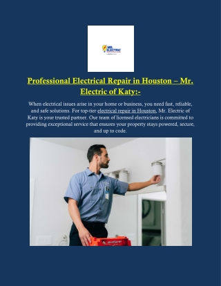 Professional Electrical Repair in Houston