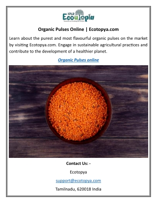 Organic Pulses Online Ecotopya.com
