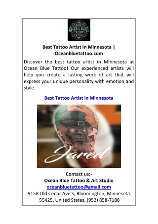 Best Tattoo Artist In Minnesota Oceanbluetattoo.com