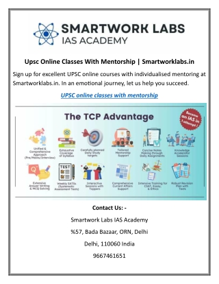 Upsc Online Classes With Mentorship Smartworklabs.in