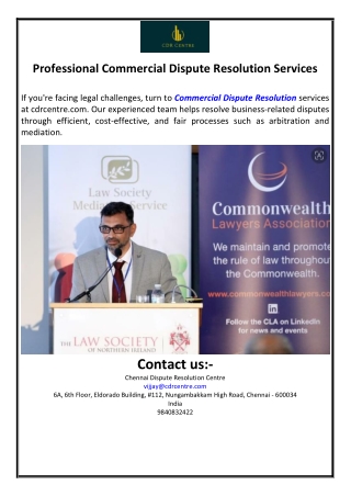 Professional Commercial Dispute Resolution Services