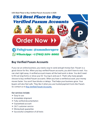 USA Best Place to Buy Verified Paxum Accounts in 2025