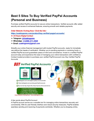 Best 5 Sites To Buy Verified PayPal Accounts (Personal and Business)