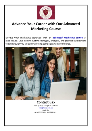 Advance Your Career with Our Advanced Marketing Course