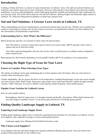 Sod and Turf Solutions: A Greener Lawn Awaits in Lubbock, TX