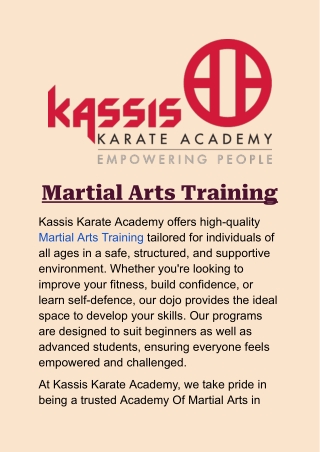 Martial Arts Training: For All Ages at Kassis Karate Academy